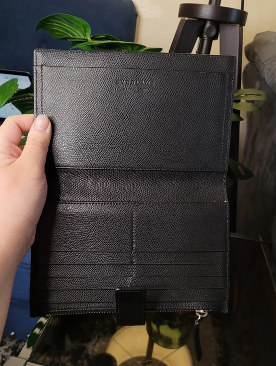 Everlane Black Pebbled Leather The Traveler Large Zippered Wallet Billfold - Picture 9 of 16